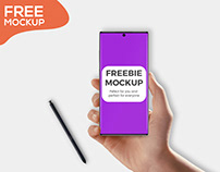 Free Galaxy Note 10+ in Hnad Mockup