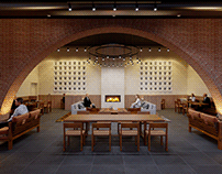 Red Brick Modern Industrial Restaurant Design CGI