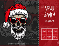 Skull Santa Vector Clipart