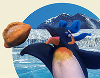 Ilustración 3D - Pingüina y Bolillo