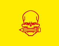 Red skulls on yellow background