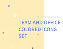 Team and Office Flat Colored Icons Set