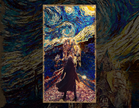 Van Gogh Style - Hogwart school - Wizard Artwork