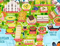 Italy Food Map Illustration
