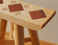 maple bench with mahogany inlay