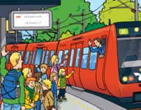 Poster illustration, DSB s-tog (Danish Railways).