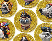Pirate coin NFT dog character illustration