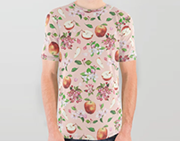 Watercolor apple flowers pattern - textile design