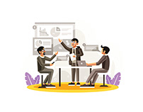 Teamwork of startup on meeting room