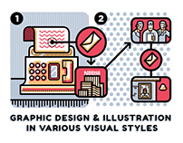 Graphic Design & Illustration in various visual styles