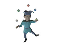 Medieval personage Juggler plays with balls