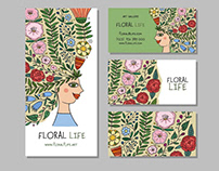 Floral woman illustration. Design cards