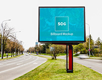 Free Roadside Billboard Mockup in Psd