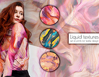 Liquid textures. Set of prints for textile design