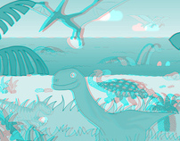 Stereoscopic 3D Dinosaur Illustration, Feb 2012