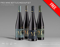 Free Wine Bottles Mockup Set in PSD