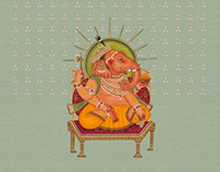 Lord Ganesha - Pichwai Indian Miniature painting