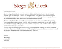 Steger Creek Coupon Mailing and Virtual Coupon
