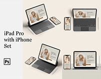 iPad Pro with keyboard and iPhone Mockup