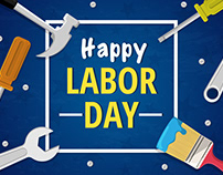 Labor Day Free Illustration with Tools in Flat Design
