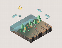Deforestation Isometric Illustration