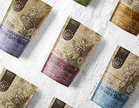 Illustrative packaging design for coffee roastery