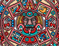 Календарь Ацтеков в стиле пиксель арт
