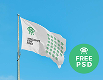 Waving Flag Mockup / Free PSD