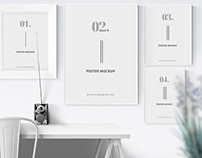 Free 4 Posters with Shadow Mockup
