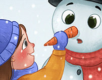 Winter illustration of a snowman