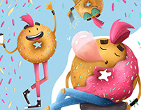 Character Design for Donut Cafe. Illustration