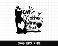Free Cat Svg Download- Cat Mom Wine Lover Svg