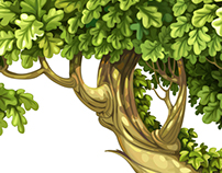 Old fairy ivy-covered trees and frame vector drawing