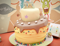 Cute Monster Cake 3D