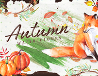 Autumn Watercolour Wreaths & Clipart