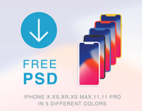 Free Iphone X, XS, XS Max, 11, 11 Pro PSD Mockup