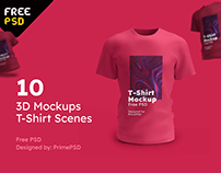 3D Mockups T-Shirt Scenes (10 Mockups)