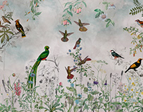 Wallcovering "Paradise birds in your garden"
