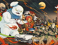 捉鬼敢死队浮世绘插画/Ghostbusters Ukiyo-e Illustration