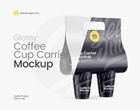 Glossy Coffee Cup Carrier Mockup - Halfside View