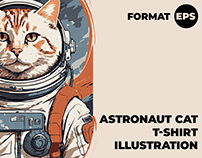 Astronaut Cat T-Shirt Illustration