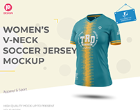 Women's V-Neck Soccer Jersey Mockup