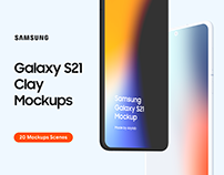 Samsung Galaxy S21 - 20 Clay Mockups Scenes - PSD