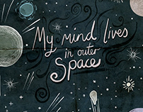 Retro Style Drawing | My Mind Lives in Outer Space