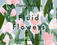 Fluid Flowers Photoshop Pattern Kit 2