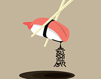 Sushi bar illustration and logo concept