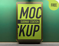 Free Subway Station Signage Mockup