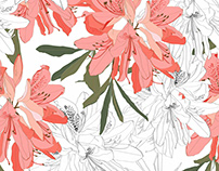 Seamless pattern with Oleander flower.