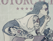 THE TATTOOED GIRL AND HER MOTORCYCLE
