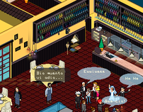 Isometric Pixel-art restaurant webcomic strips project